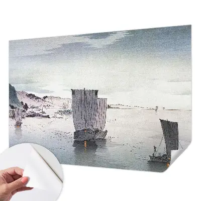 Papel mural con patrón decorativo con un diseño de paisaje náutico