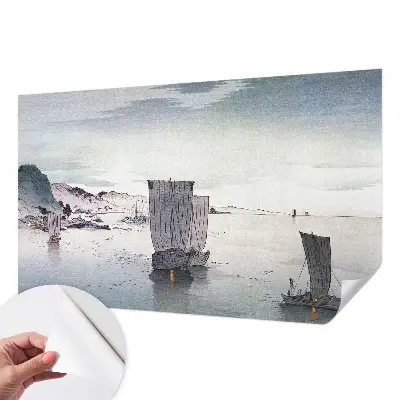 Papel mural con patrón decorativo con un diseño de paisaje náutico