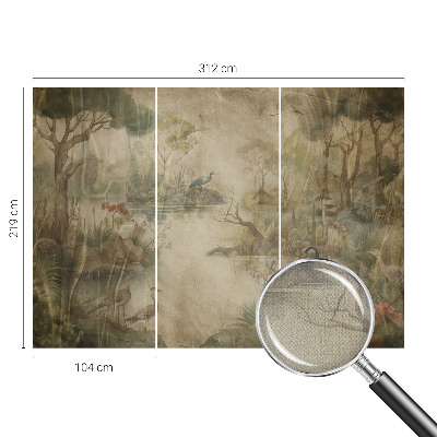 Papel mural texturado decorativo con escena del bosque