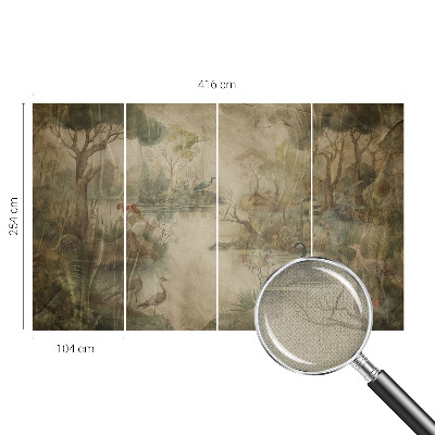 Papel mural texturado decorativo con escena del bosque