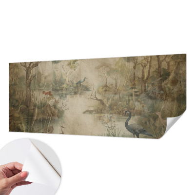 Papel mural texturado decorativo con escena del bosque