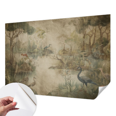 Papel mural texturado decorativo con escena del bosque