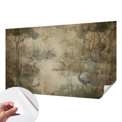 Papel mural texturado decorativo con escena del bosque