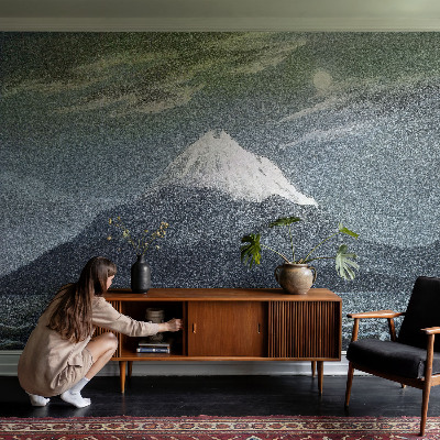 Papel mural con patrón decorativo noche iluminada por la luna