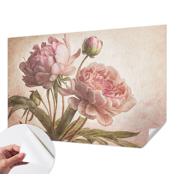 Fotomural decorativo para cabecero de cama con delicadas peonías