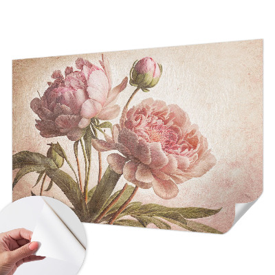 Fotomural decorativo para cabecero de cama con delicadas peonías