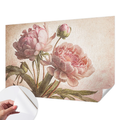 Fotomural decorativo para cabecero de cama con delicadas peonías