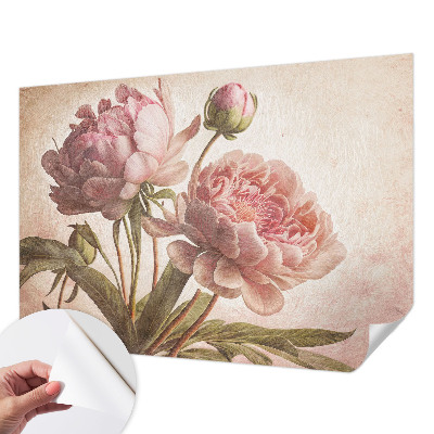 Fotomural decorativo para cabecero de cama con delicadas peonías