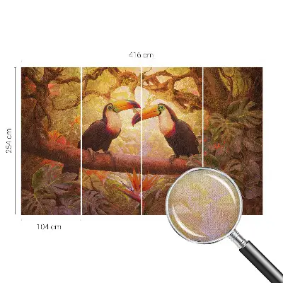 Papel mural texturado decorativo con diseño de tucanes coloridos