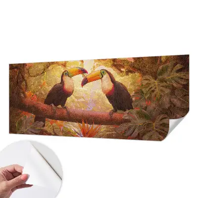 Papel mural texturado decorativo con diseño de tucanes coloridos