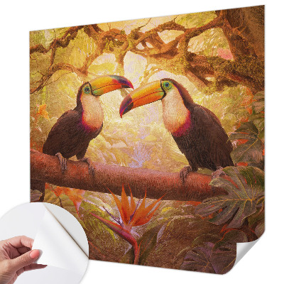 Papel mural texturado decorativo Tucanes coloridos