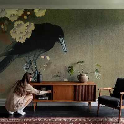 Papel mural con patrón decorativo con motivo de naturaleza exótica