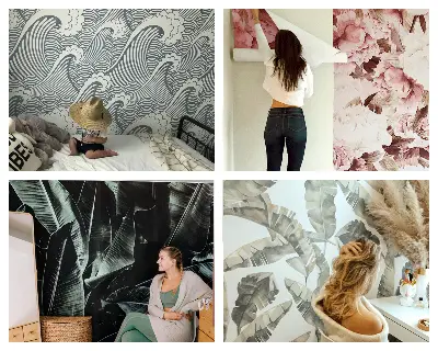 Papel mural texturado decorativo con motivo de escena romántica