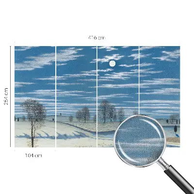 Fotomural decorativo para cabecero de cama con un paisaje invernal