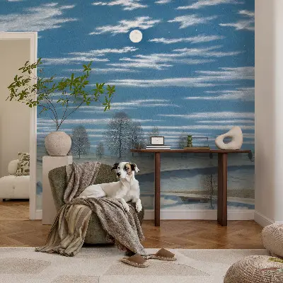 Fotomural decorativo para cabecero de cama con un paisaje invernal