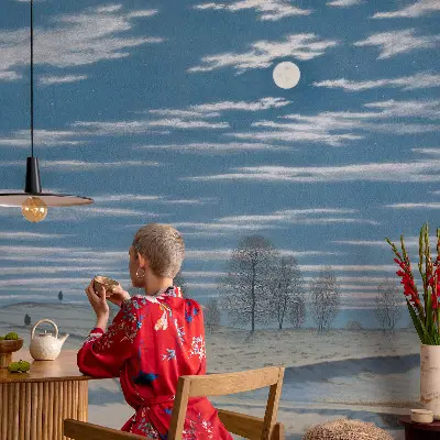 Fotomural decorativo para cabecero de cama con un paisaje invernal