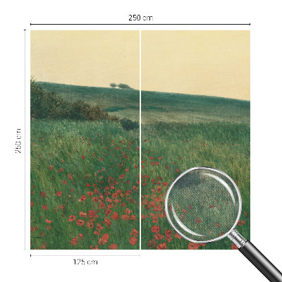 Papel mural con patrón decorativo Campos de amapolas