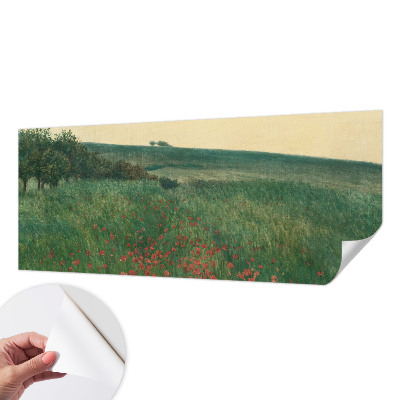 Papel mural con patrón decorativo con diseño de campos de amapolas
