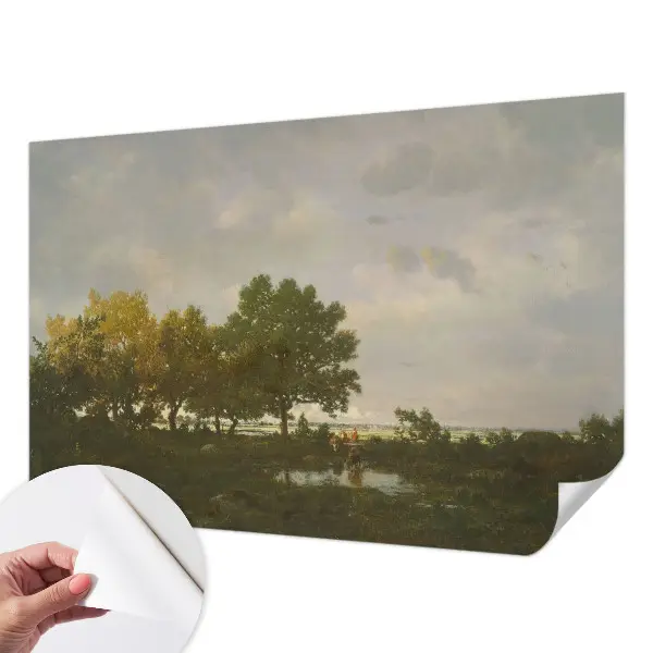 Papel mural texturado decorativo con motivo de paisaje forestal