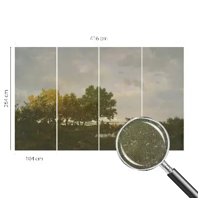 Papel mural texturado decorativo con motivo de paisaje forestal