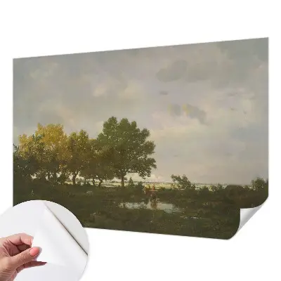 Papel mural texturado decorativo con motivo de paisaje forestal