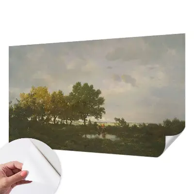 Papel mural texturado decorativo con motivo de paisaje forestal