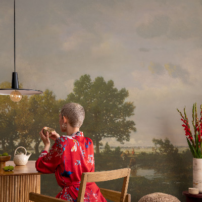 Papel mural texturado decorativo paisaje forestal