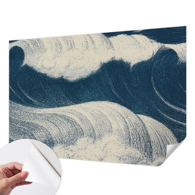 Mural de pared con estampado hermoso con motivo de olas del mar