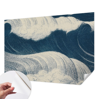 Mural de pared con estampado hermoso con motivo de olas del mar