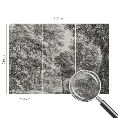 Fotomural decorativo para cabecero de cama con un paisaje forestal