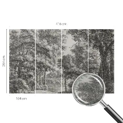 Fotomural decorativo para cabecero de cama con un paisaje forestal