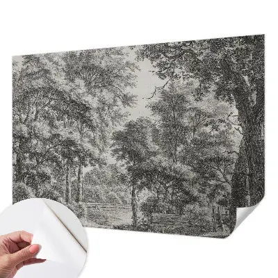 Fotomural decorativo para cabecero de cama con un paisaje forestal