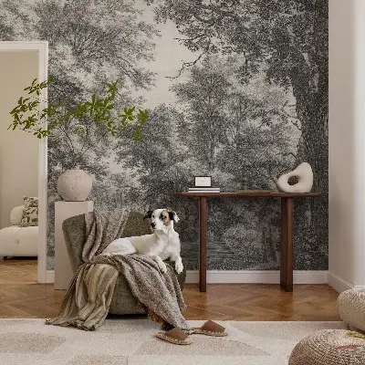Fotomural decorativo para cabecero de cama con un paisaje forestal