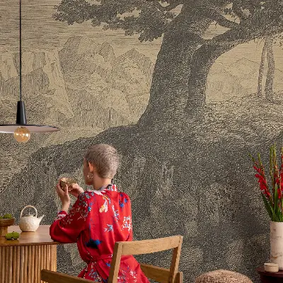 Papel mural texturado decorativo con diseño con motivo de letras