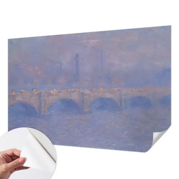 Fotomural decorativo para cabecero de cama con diseño de puente azul