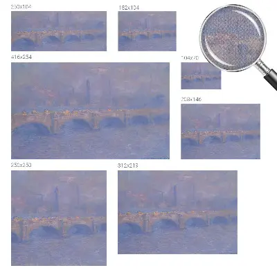 Fotomural decorativo para cabecero de cama con diseño de puente azul