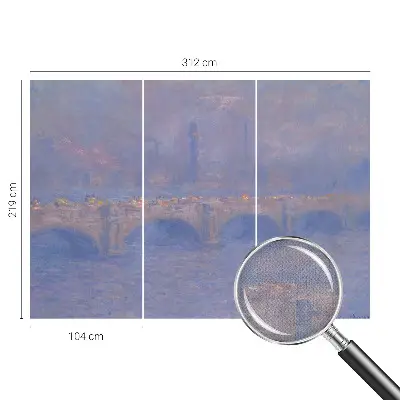 Fotomural decorativo para cabecero de cama con diseño de puente azul