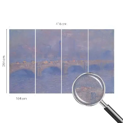 Fotomural decorativo para cabecero de cama con diseño de puente azul