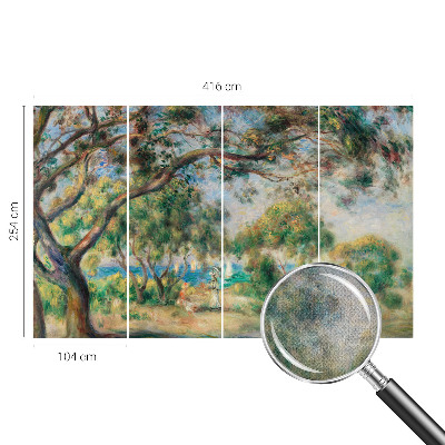 Papel mural con patrón decorativo con un paisaje costero