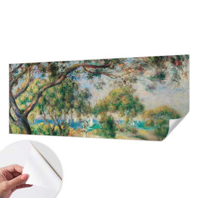 Papel mural con patrón decorativo con un paisaje costero