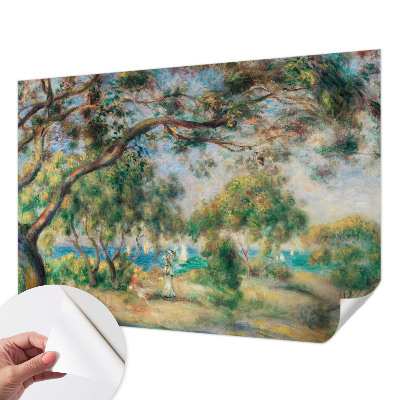 Papel mural con patrón decorativo con un paisaje costero