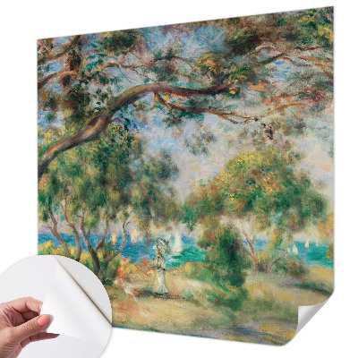 Papel mural con patrón decorativo con un paisaje costero