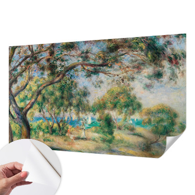 Papel mural con patrón decorativo con un paisaje costero