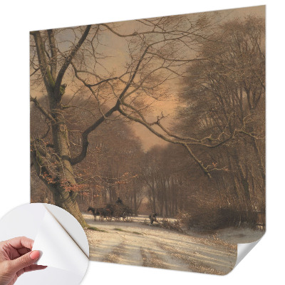 Fotomural decorativo para cabecero de cama con un paisaje invernal