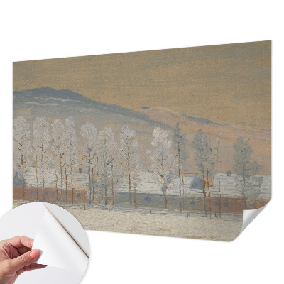 Papel mural con patrón decorativo con un motivo de paisaje invernal