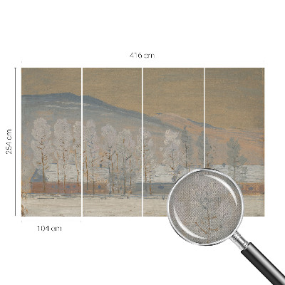 Papel mural con patrón decorativo con un motivo de paisaje invernal