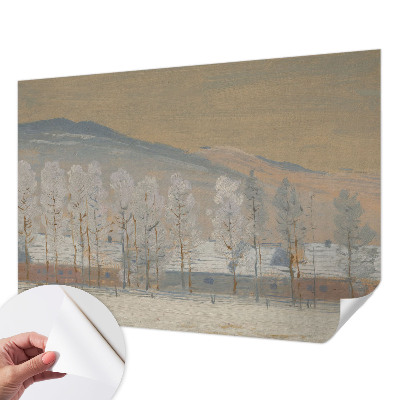 Papel mural con patrón decorativo con un motivo de paisaje invernal