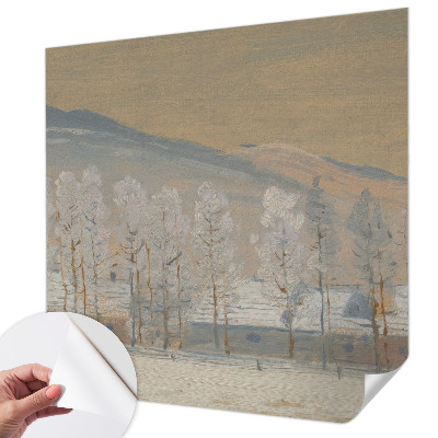 Papel mural con patrón decorativo con un motivo de paisaje invernal