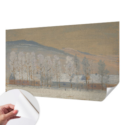 Papel mural con patrón decorativo con un motivo de paisaje invernal
