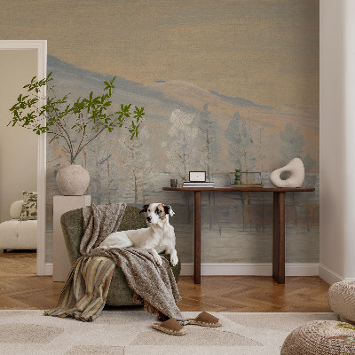 Papel mural con patrón decorativo Paisaje invernal